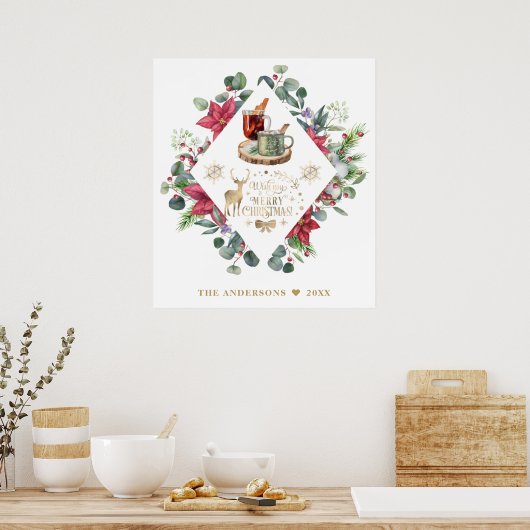 Poster Wreath Script Winter Vous Souhaite Un Joyeux Noël (Cuisine)