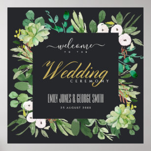 POSTER WREATT NOIR FOLIAGE EAU COULEUR MARIAGE ACCUEIL