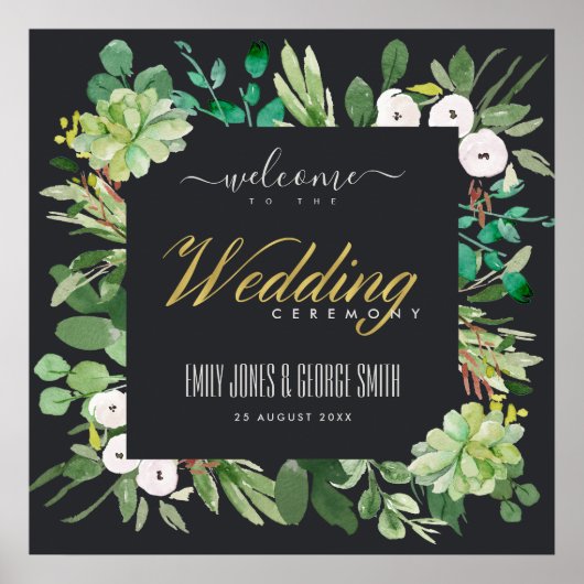 POSTER WREATT NOIR FOLIAGE EAU COULEUR MARIAGE ACCUEIL (Devant)