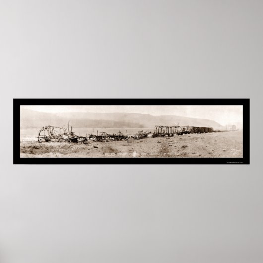 Poster Wreck German Train WWI Photo 1918 (Devant)