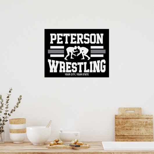 Poster Wrestler AJOUTER LE NOM École Athlète Équipe de lu (Cuisine)