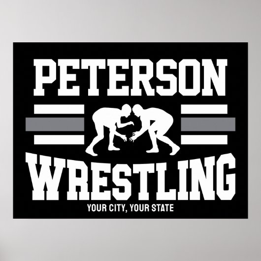 Poster Wrestler AJOUTER LE NOM École Athlète Équipe de lu (Devant)