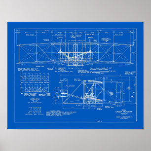 Poster Wright Bros. "Flyer" Blueprint 1903