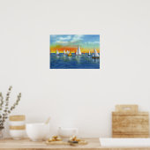 Poster Wrightsville Beach Caroline du Nord Voile à Sunse (Cuisine)