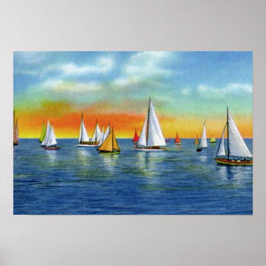 Poster Wrightsville Beach Caroline du Nord Voile à Sunse (Devant)