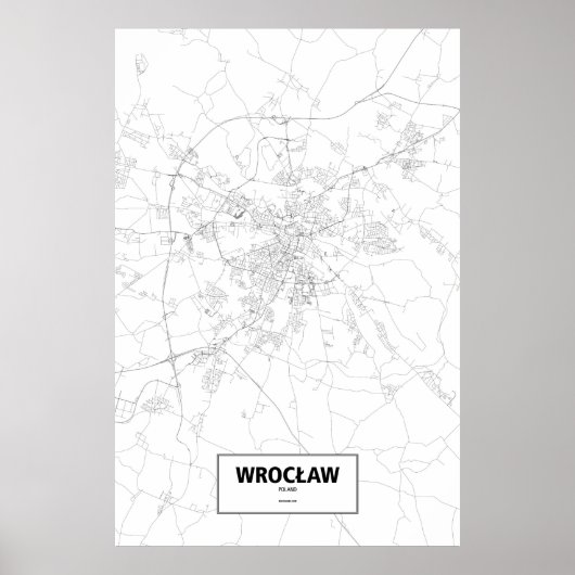 Poster Wrocław, Pologne (noir sur blanc) (Devant)
