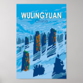 Poster Wulingyuan zone Pittoresque Chine Voyage Art Vinta (Devant)