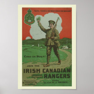 Poster WW1 Rangers irlandais canadiens