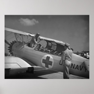 Poster WW2 Red Cross Airplane