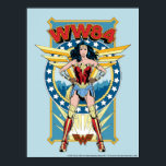 Poster WW84 | Retro Comic Wonder Woman Badge de caractère<br><div class="desc">Wonder Woman (1984) | Un badge rétro style bande dessinée de Wonder Woman avec "WW84" écrit au-dessus.</div>