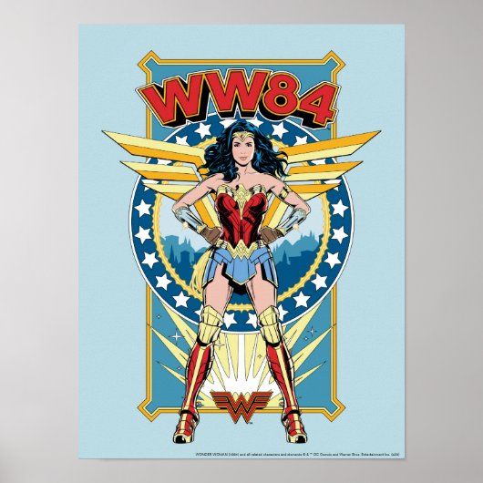 Poster WW84 | Retro Comic Wonder Woman Badge de caractère (Devant)