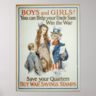 Poster WWI Acheter Timbres Économies de guerre