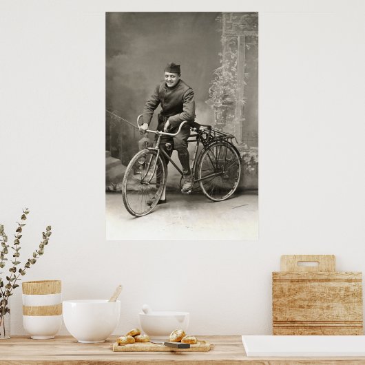 Poster WWI US Doughboy et son vélo en France (Cuisine)