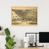 Poster Wyandotte, MI Carte panoramique - 1896 (Bureau à domicile)