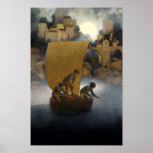Poster Wynken, Blynken, et Nod par Maxfield Parrish 1902 (Devant)