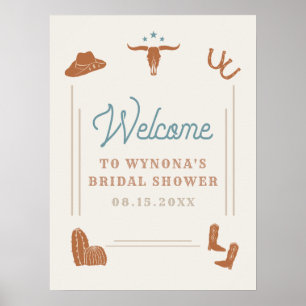 Poster WYNONA Orange Blue Cowgirl Réception de Mariage Bi