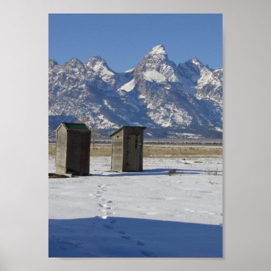 Poster Wyoming Tetons Outhouse Deluxe (Devant)