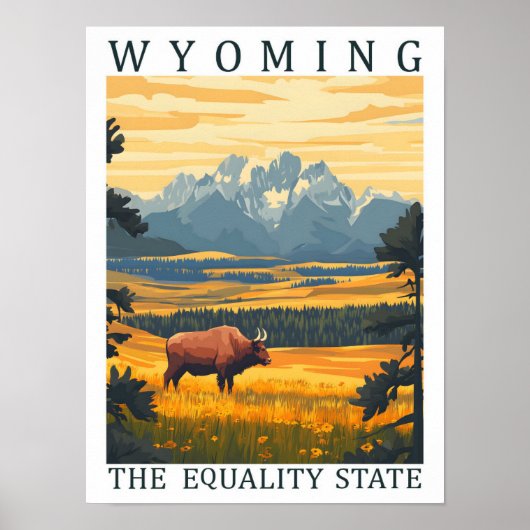 Poster Wyoming the Equality State USA Travel Place (Devant)