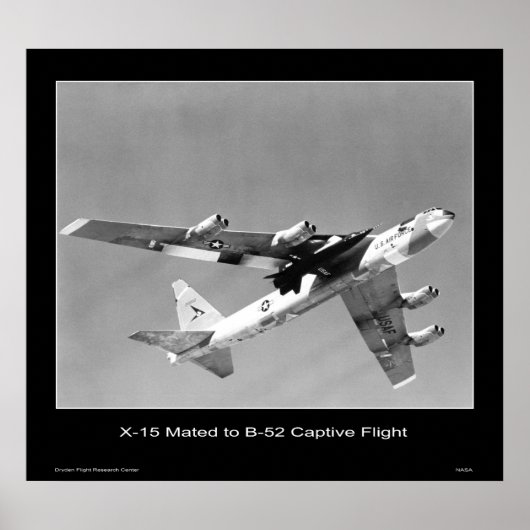 Poster X-15 accouplé à un B-52 en vol captif - NASA (Devant)