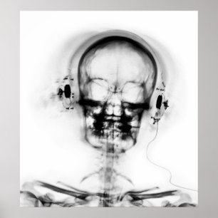 POSTER - X-RAY MUSIC SKELETON BLACK GRAY B&W