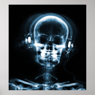 POSTER - X-RAY MUZIEK SKELETON BLACK BLUE