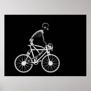 POSTER - X RAY SKELETON BIKING BLACK GRAY
