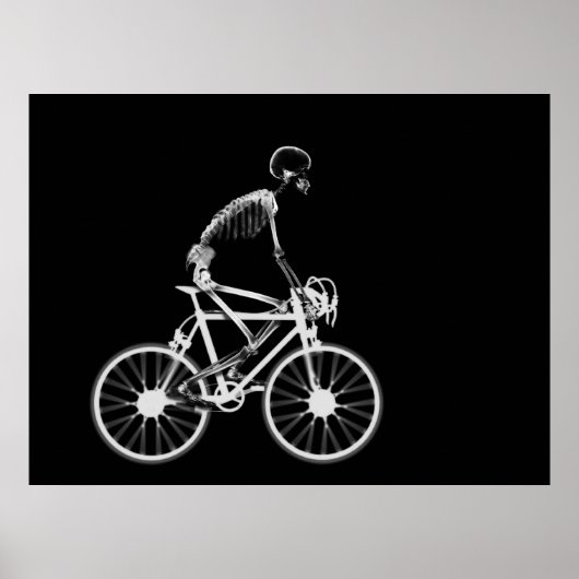 POSTER - X RAY SKELETON BIKING BLACK GRAY (Devant)