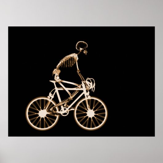 POSTER - X RAY SKELETON BIKING BLACK ORANGE (Devant)