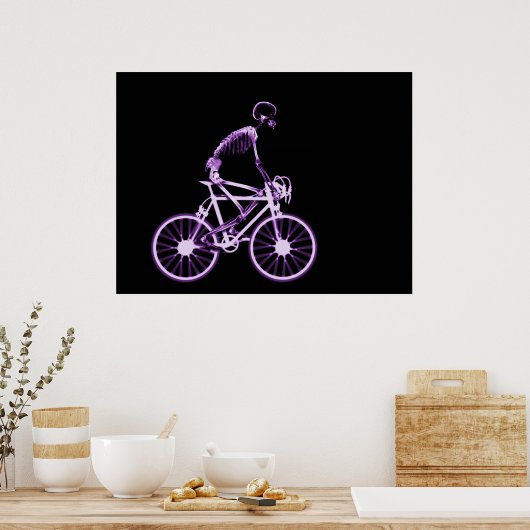 POSTER - X RAY SKELETON BIKING BLACK PURPLE (Cuisine)