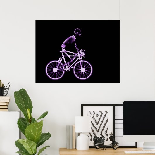 POSTER - X RAY SKELETON BIKING BLACK PURPLE (Bureau à domicile)