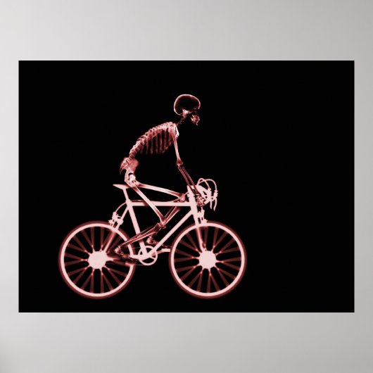 POSTER - X RAY SKELETON BIKING BLACK RED (Devant)