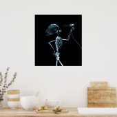 POSTER - X RAY SKELETON CHEVEUX STYLING BLEU (Cuisine)