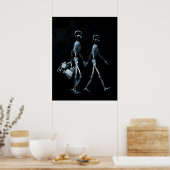 Poster X-Ray Skeleton Couple Traveling Black Blue (Keuken)