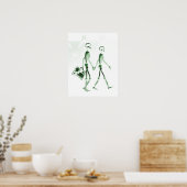 Poster - X-Ray Skeleton Couple Voyager Vert (Cuisine)