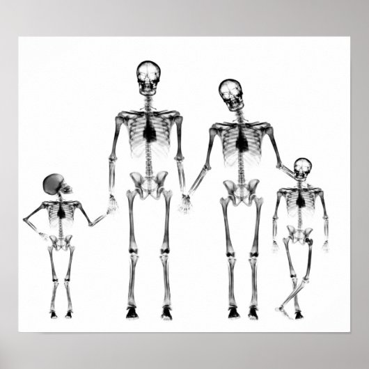 POSTER - X-RAY SKELETON FAMILIE BLACK & WHITE (Voorkant)