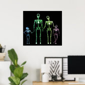 POSTER - X RAY SKELETON FAMILLE NOIR ORIGINAL (Bureau à domicile)