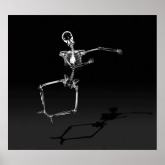 POSTER - X RAY SKELETON JOY LEAP BLK B&W