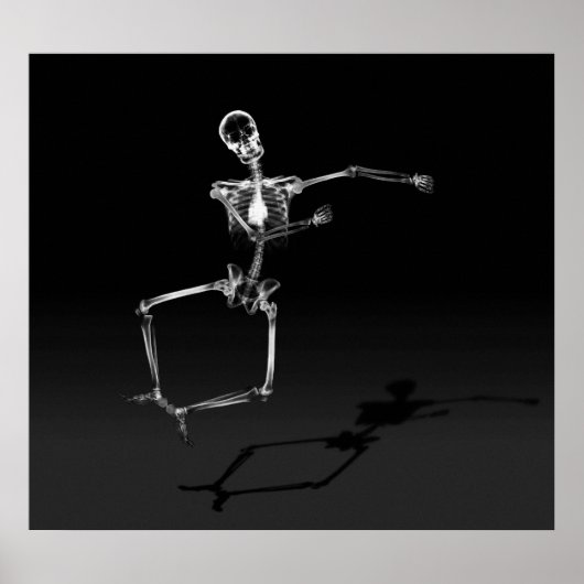 POSTER - X RAY SKELETON JOY LEAP BLK B&W (Devant)