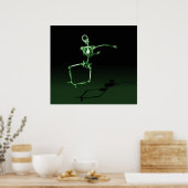 POSTER - X-RAY SKELETON JOY LEAP BLK GREEN (Keuken)