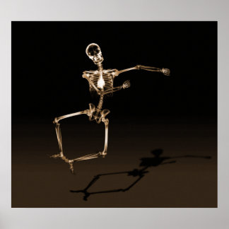 POSTER - X RAY SKELETON JOY LEAP LEAP NOIR SEPIA