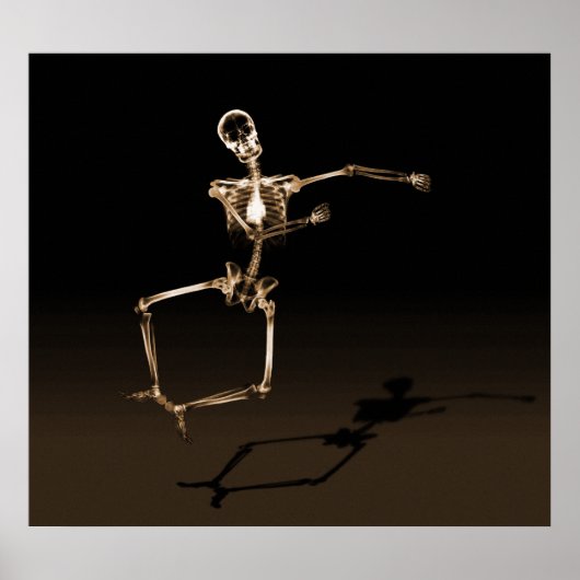 POSTER - X RAY SKELETON JOY LEAP LEAP NOIR SEPIA (Devant)