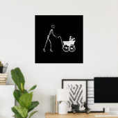Poster X-Ray Skeleton Mom & Baby - Original B&W (Bureau à domicile)