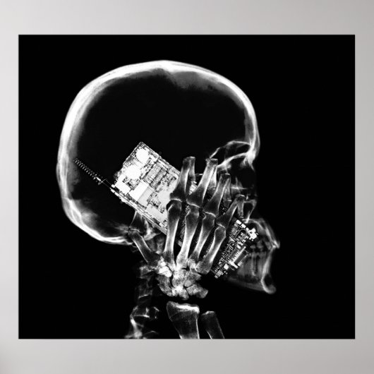 POSTER - X-RAY SKELETON ON PHONE BLK GREY (Devant)