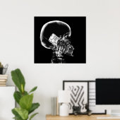POSTER - X-RAY SKELETON ON PHONE BLK GREY (Bureau à domicile)