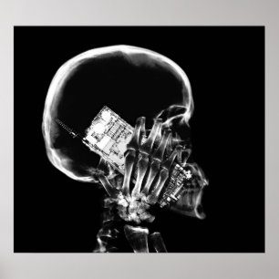 POSTER - X-RAY SKELETON OP TELEFOONZWARTE GRAY