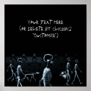 Poster X-Ray Skeletons Midnight Stroll Black Blue