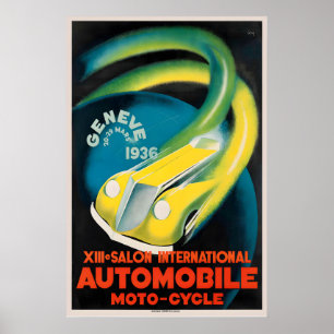 Poster XIII Salon International de l'Auto Genève 1936 Vin