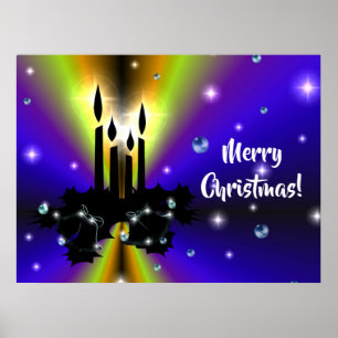 Poster Xmas Artdeco on Purple Yellow Rainbow