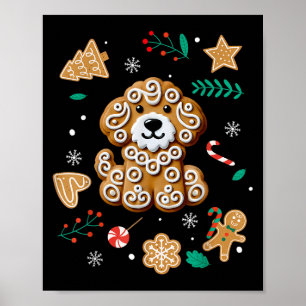 Poster Xmas Chien pain d'épices Goldendoodle Golden Doodl