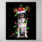 Poster Xmas Holiday Lighting Santa Border Collie Dog Chri (Devant)